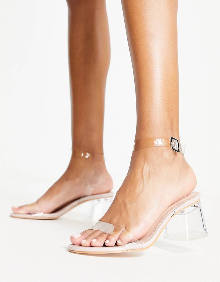 Public Desire Afternoon mid clear heeled sandals